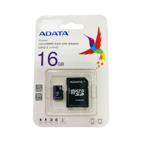 Карта памяти microSDHC 16 GB A-DATA Class 10 UHS-I (SD адаптер)