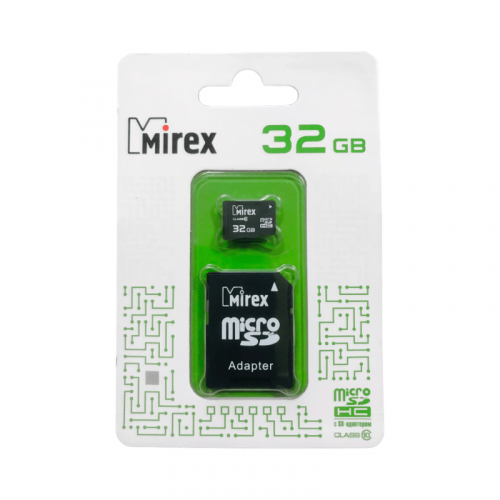 Карта памяти microSDHC 32GB Mirex Class 10 (SD адаптер)