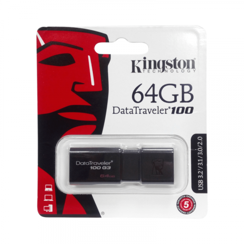 Флешка 64GB Kingston DataTraveler Traveler 100 G3, USB 3.0, черный