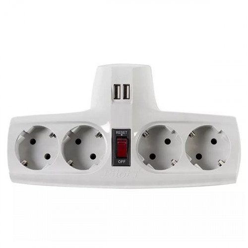 Разветвитель Pilot T, 4 розетки, 2 USB, автомат (2А)
