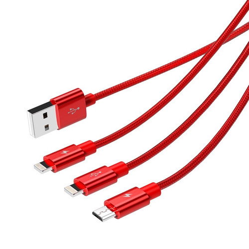 Кабель USB Orico Lightning*2 + Micro Data Cable, red 1.2м