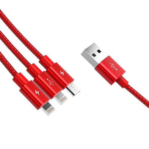 Кабель USB Orico Lightning*2 + Micro Data Cable, red 1.2м