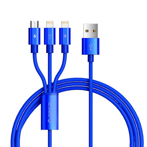 Кабель USB Orico Lightning*2 + Micro Data Cable, blue 1.2м