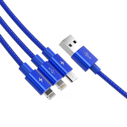Кабель USB Orico Lightning*2 + Micro Data Cable, blue 1.2м