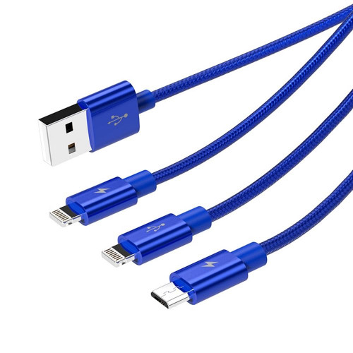 Кабель USB Orico Lightning*2 + Micro Data Cable, blue 1.2м