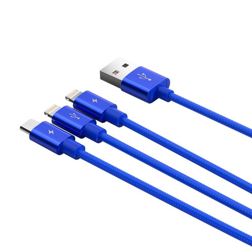 Кабель USB Orico Lightning*2 + Micro Data Cable, blue 1.2м