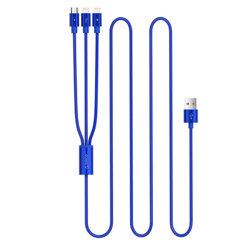 Кабель USB Orico Lightning*2 + Micro Data Cable, blue 1.2м