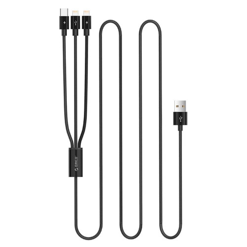 Кабель USB Orico Lightning*2 + Type-C Data Cable, black 1.2м