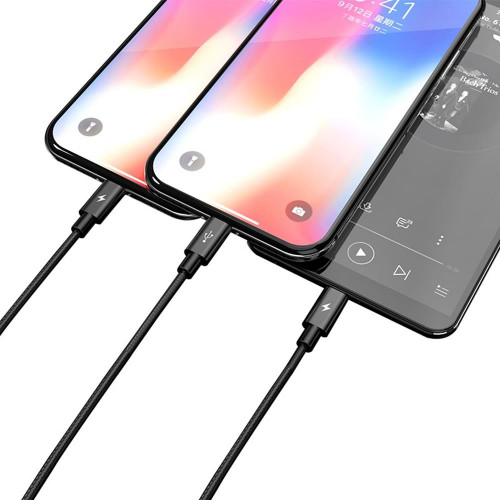 Кабель USB Orico Lightning*2 + Type-C Data Cable, black 1.2м