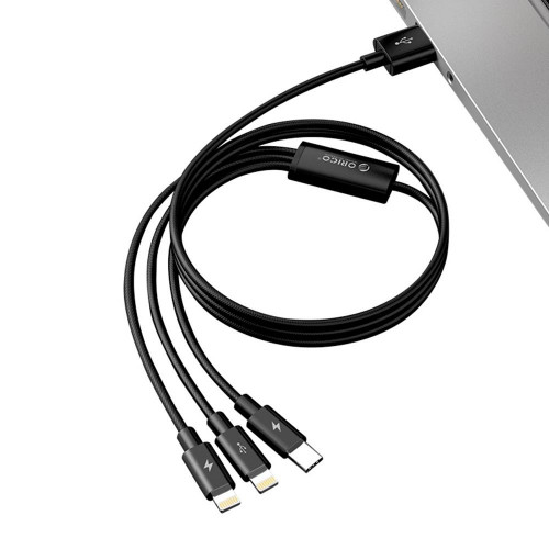 Кабель USB Orico Lightning*2 + Type-C Data Cable, black 1.2м