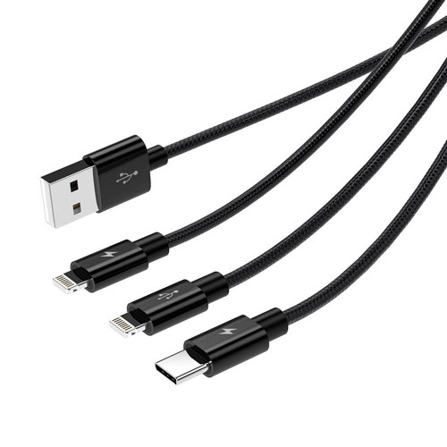 Кабель USB Orico Lightning*2 + Type-C Data Cable, black 1.2м
