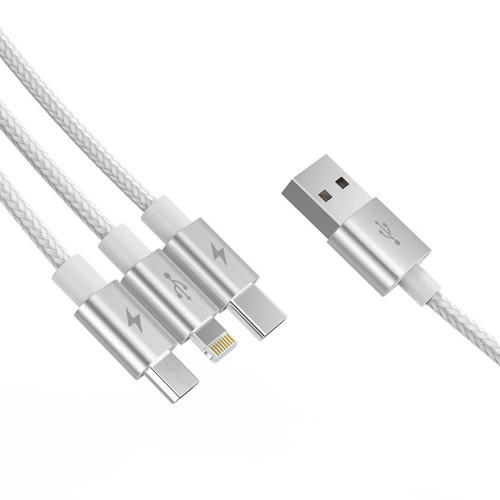 Кабель USB Orico Lightning + Type-C + Micro B, Silver 1.2м