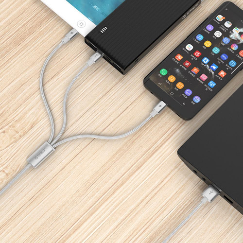 Кабель USB Orico Lightning + Type-C + Micro B, Silver 1.2м