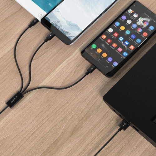 Кабель USB Orico Lightning + Type-C + Micro B, Black 1.2м