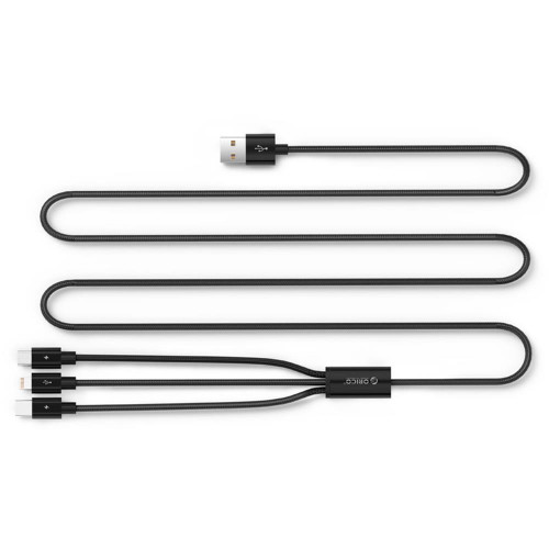 Кабель USB Orico Lightning + Type-C + Micro B, Black 1.2м