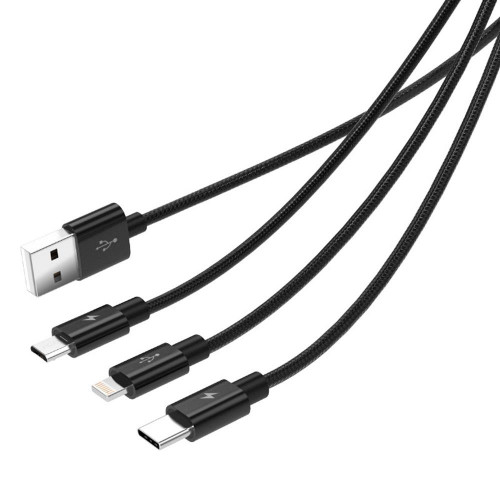 Кабель USB Orico Lightning + Type-C + Micro B, Black 1.2м