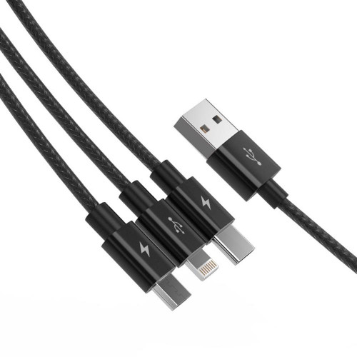 Кабель USB Orico Lightning + Type-C + Micro B, Black 1.2м
