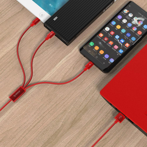 Кабель USB Orico Lightning + Type-C + Micro B, Red 1.2м