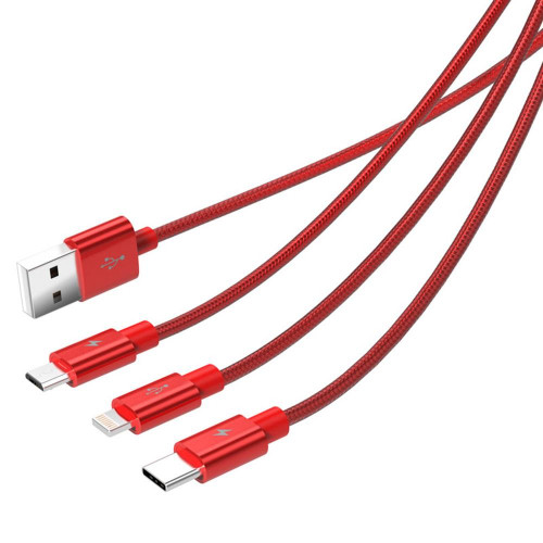 Кабель USB Orico Lightning + Type-C + Micro B, Red 1.2м