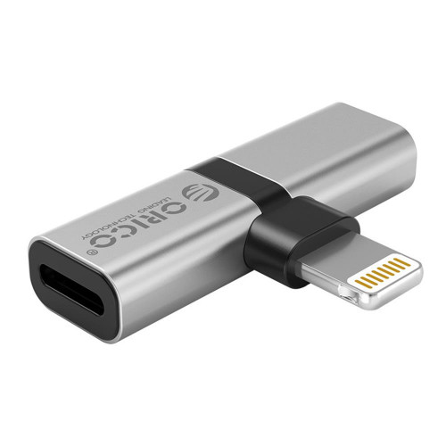 Адаптер Orico Lightning Charging + Audio IPhone black/silver