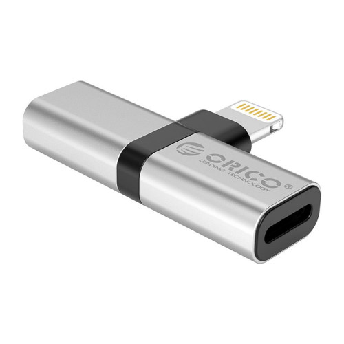 Адаптер Orico Lightning Charging + Audio IPhone black/silver