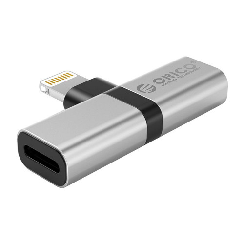 Адаптер Orico Lightning Charging + Audio IPhone black/silver