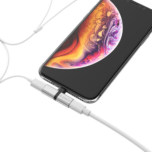 Адаптер Orico Lightning Charging + Audio IPhone black/silver