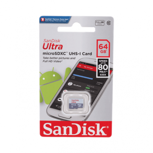 Карта памяти microSDXC 64GB SanDisk Class 10 Ultra 80MB/s