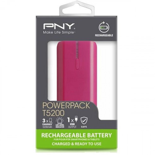 Внешний аккумулятор PNY 5200 mAh PowerPack розовый