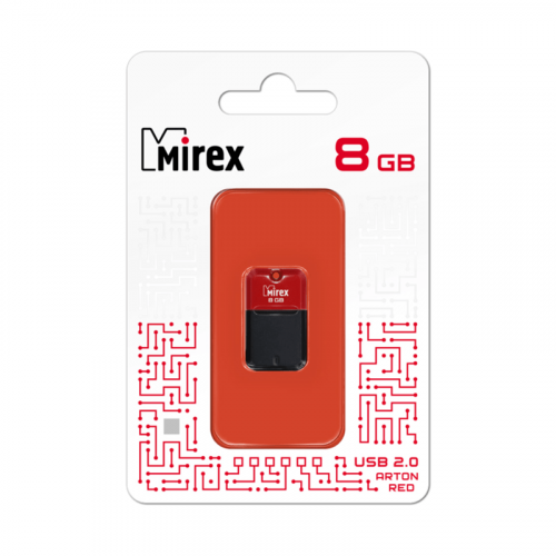 Флешка 8GB Mirex Arton, USB 2.0, Красный