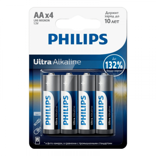 Батарейка Philips AA Ultra Alkaline LR6E4B/51 4шт