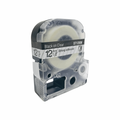 Лента картридж для принтера Epson LW-300, LW-400 Black on clear 12 мм. 8м (совм)