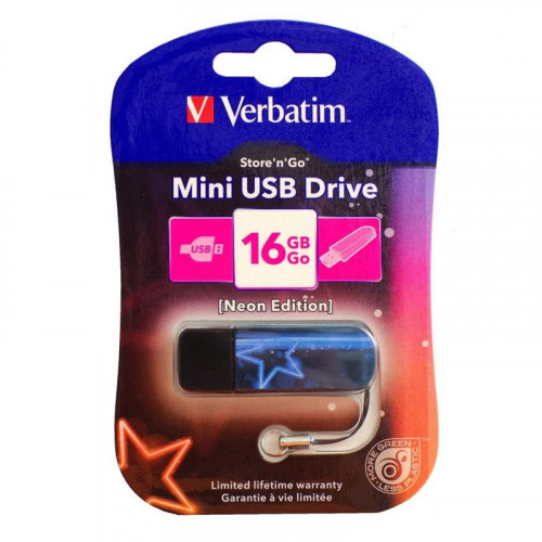 Флешка 16GB Verbatim Mini Neon Edition, USB 2.0