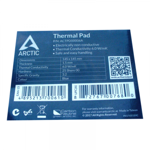 Термопрокладка Arctic Thermal pad 145x145x1.5mm (ACTPD00006A)