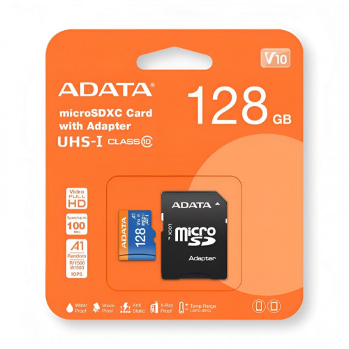 Карта памяти microSDXC 128GB A-DATA Class 10 UHS-I A1 100/25 MB/s (SD адаптер)