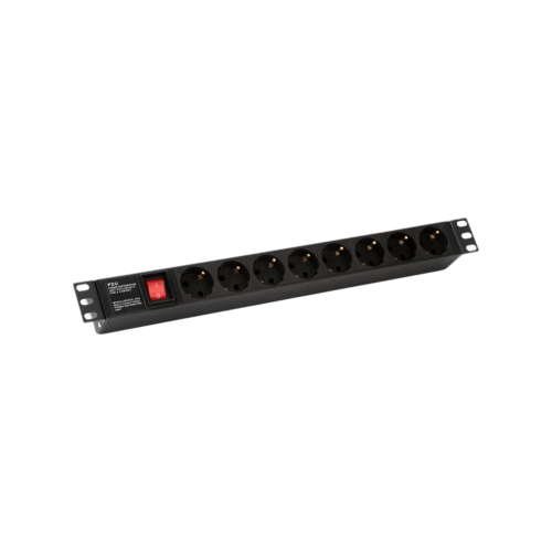 Блок розеток 19" Hyperline 1U, 10А, 8 розеток