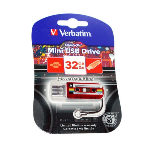 Флешка 32GB Verbatim Mini Casette Edition, USB 2.0, red