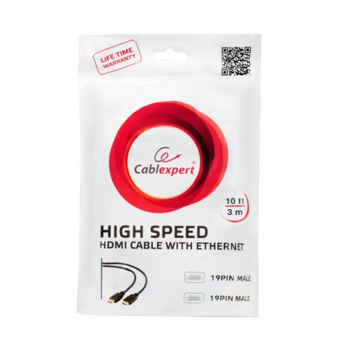 Кабель HDMI-HDMI Gembird, 3м, v1.4, 19M/19M
