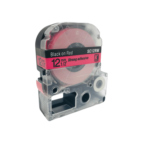 Лента картридж для принтера Epson LW-300, LW-400 12 мм. 8м Black Red (совм)